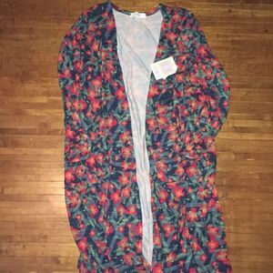 LuLaRoe Sarah floral print L Duster sweater coat